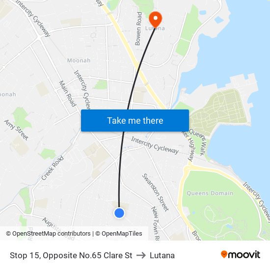 Stop 15, Opposite No.65 Clare St to Lutana map
