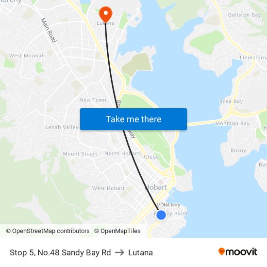 Stop 5, No.48 Sandy Bay Rd to Lutana map