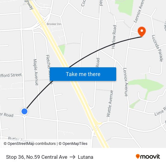 Stop 36, No.59 Central Ave to Lutana map