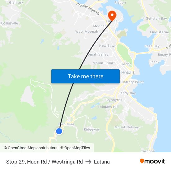 Stop 29, Huon Rd / Westringa Rd to Lutana map