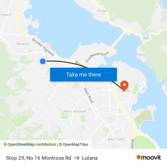 Stop 29, No.16 Montrose Rd to Lutana map