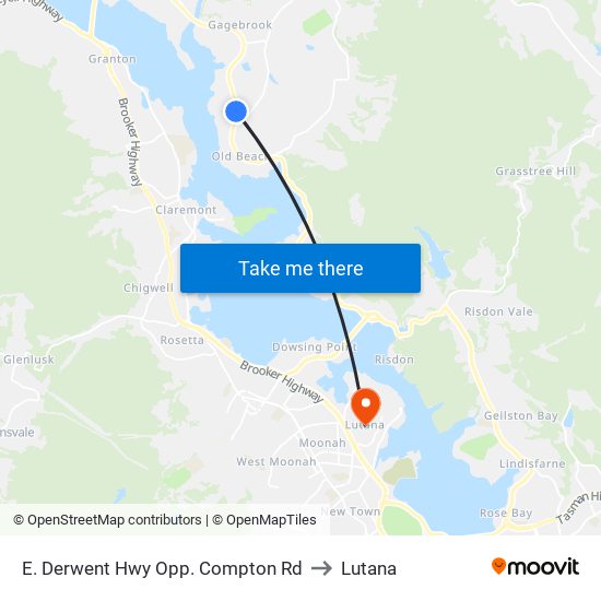 E. Derwent Hwy Opp. Compton Rd to Lutana map