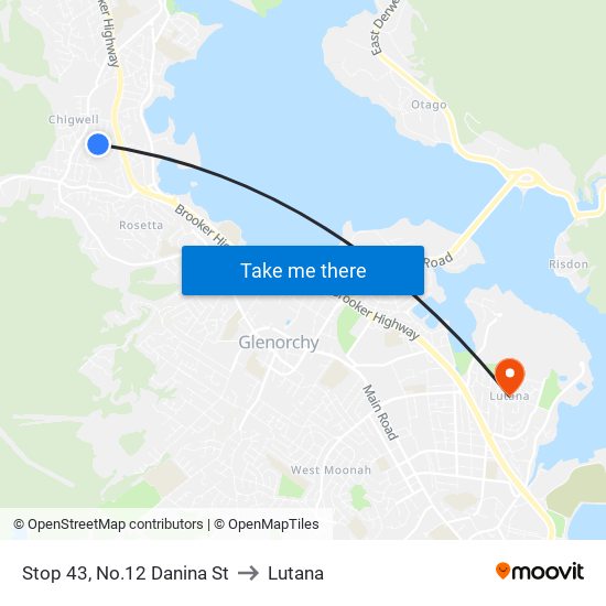 Stop 43, No.12 Danina St to Lutana map