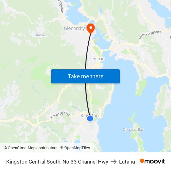 Kingston Central South, No.33 Channel Hwy to Lutana map