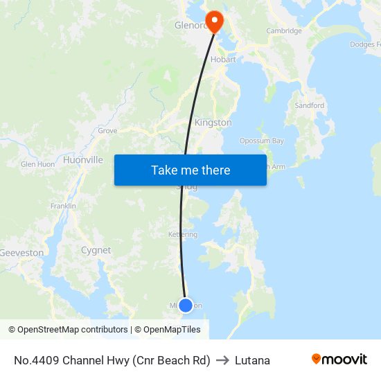 No.4409 Channel Hwy (Cnr Beach Rd) to Lutana map