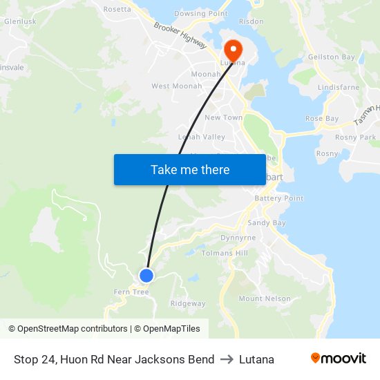 Stop 24, Huon Rd Near Jacksons Bend to Lutana map