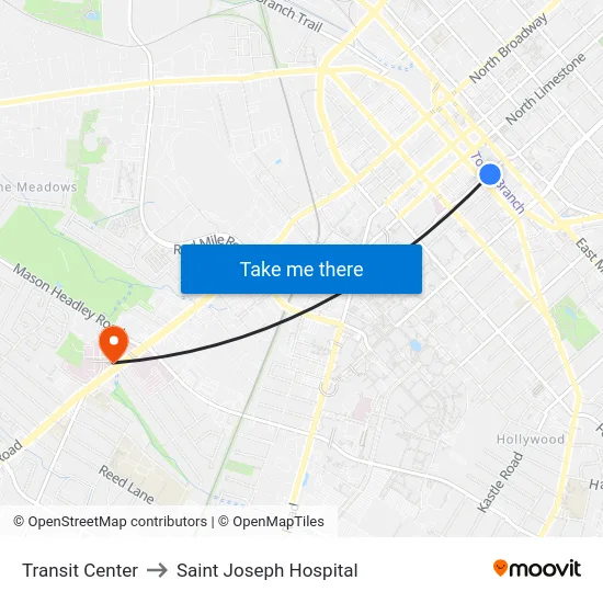 Transit Center to Saint Joseph Hospital map