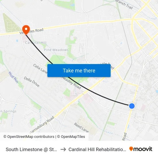 South Limestone @ State Street to Cardinal Hill Rehabilitation Hospital map