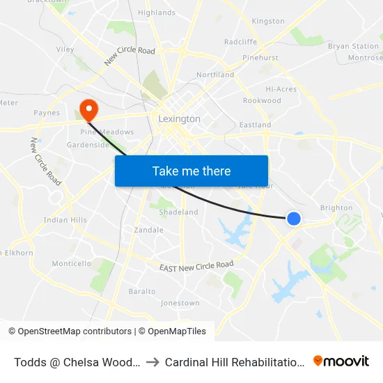 Todds @ Chelsa Wood Inbound to Cardinal Hill Rehabilitation Hospital map