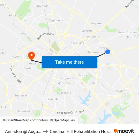 Anniston @ Augusta to Cardinal Hill Rehabilitation Hospital map