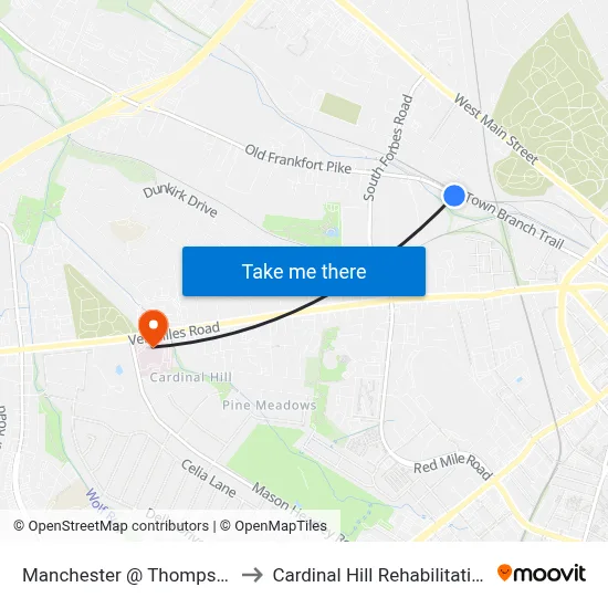 Manchester @ Thompson Inbound to Cardinal Hill Rehabilitation Hospital map