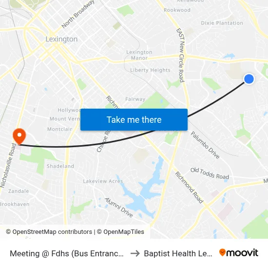 Meeting @ Fdhs (Bus Entrance) Inbound to Baptist Health Lexington map