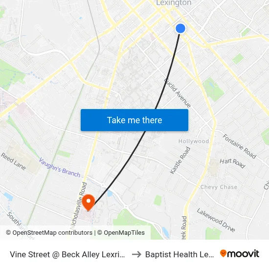 Vine Street @ Beck Alley Lexride/Uk Fb O to Baptist Health Lexington map