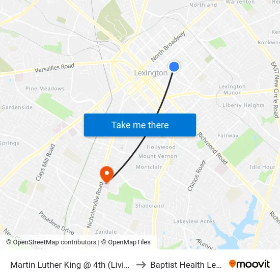 Martin Luther King @ 4th (Living Arts An to Baptist Health Lexington map