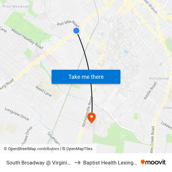 South Broadway @ Virginia Ib to Baptist Health Lexington map