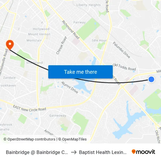 Bainbridge @ Bainbridge Court to Baptist Health Lexington map