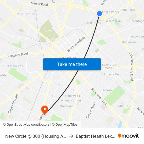 New Circle @ 300 (Housing Authority) to Baptist Health Lexington map