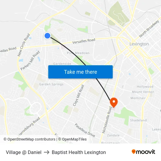 Village @ Daniel to Baptist Health Lexington map