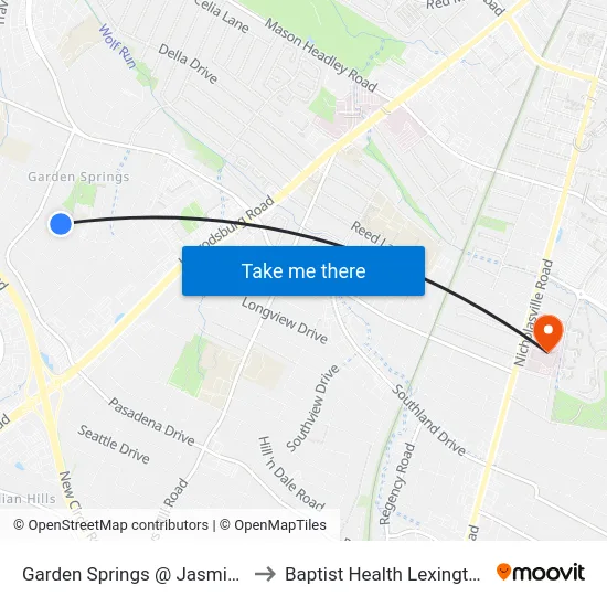 Garden Springs @ Jasmine to Baptist Health Lexington map