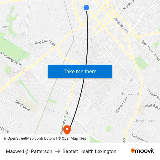 Maxwell @ Patterson to Baptist Health Lexington map