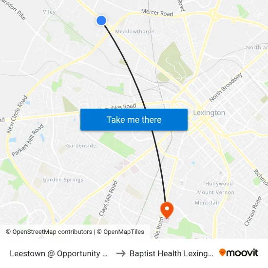 Leestown @ Opportunity Way to Baptist Health Lexington map