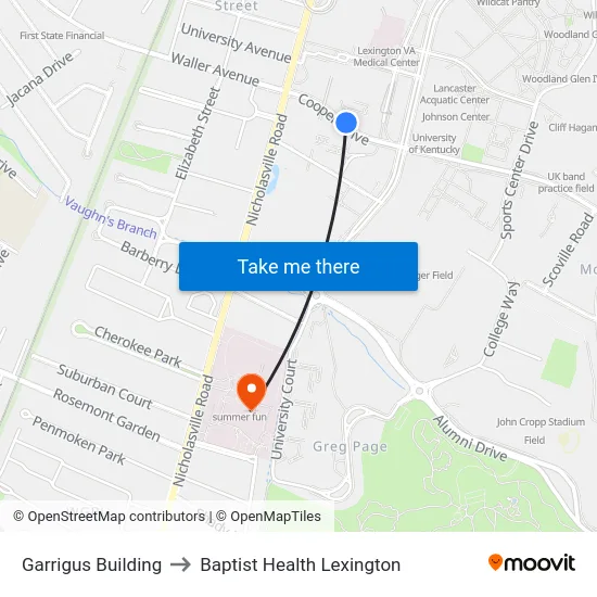 Garrigus Building to Baptist Health Lexington map
