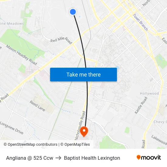 Angliana @ 525 Ccw to Baptist Health Lexington map