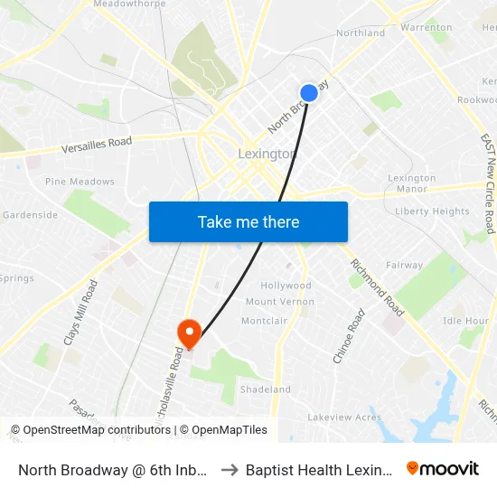 North Broadway @ 6th Inbound to Baptist Health Lexington map