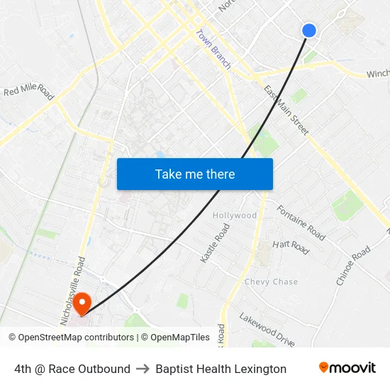 4th @ Race Outbound to Baptist Health Lexington map