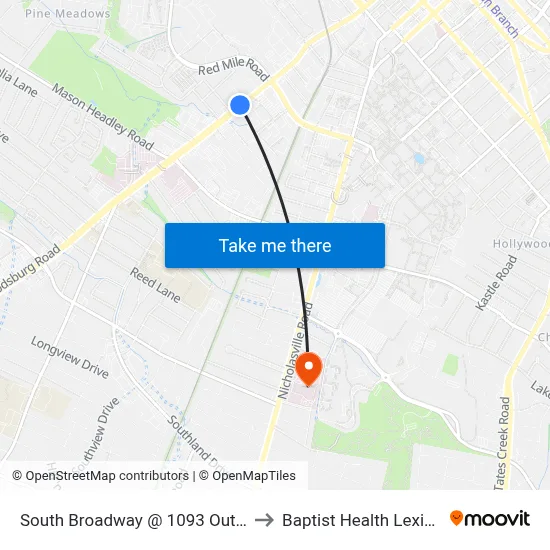 South Broadway @ 1093 Outbound to Baptist Health Lexington map