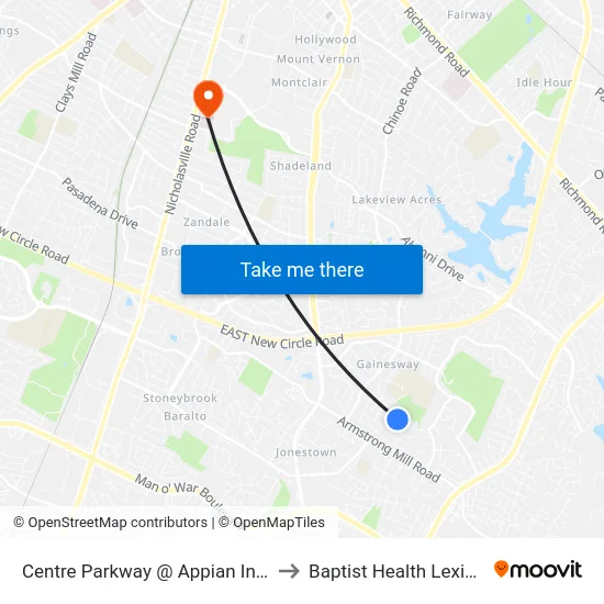 Centre Parkway @ Appian Inbound to Baptist Health Lexington map