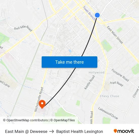 East Main @ Deweese to Baptist Health Lexington map