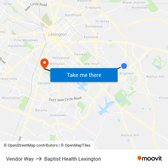 Vendor Way to Baptist Health Lexington map