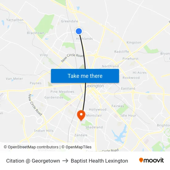 Citation @ Georgetown to Baptist Health Lexington map