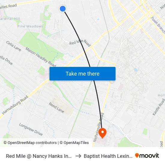 Red Mile @ Nancy Hanks Inbound to Baptist Health Lexington map