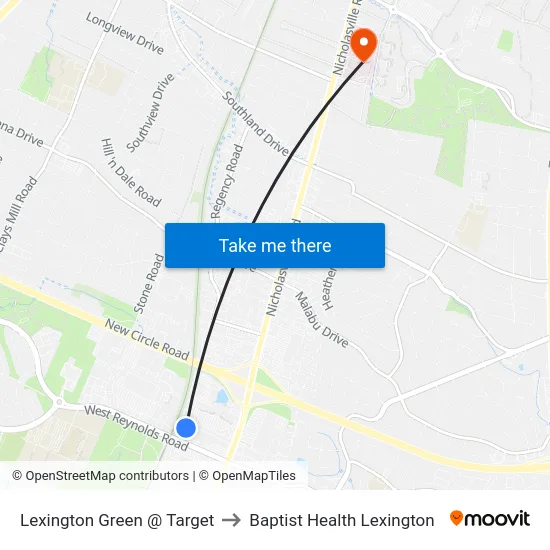 Lexington Green @ Target to Baptist Health Lexington map