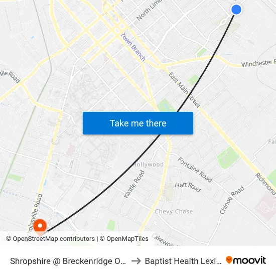 Shropshire @ Breckenridge Outbound to Baptist Health Lexington map