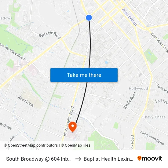 South Broadway @ 604 Inbound to Baptist Health Lexington map