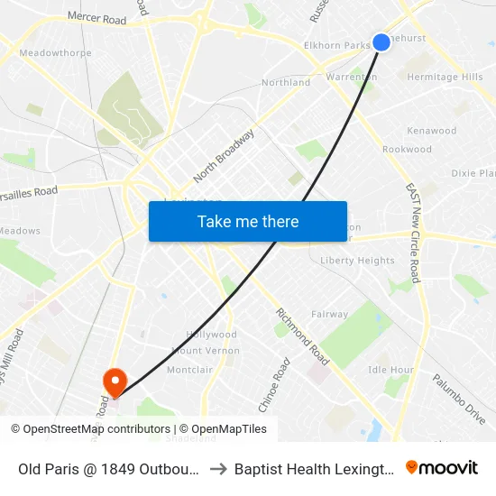 Old Paris @ 1849 Outbound to Baptist Health Lexington map