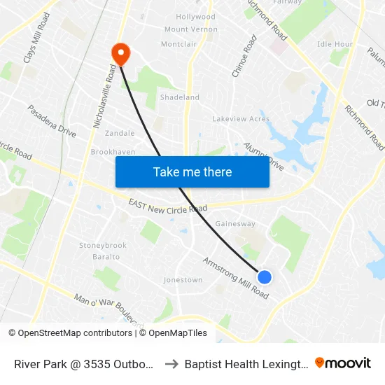 River Park @ 3535 Outbound to Baptist Health Lexington map