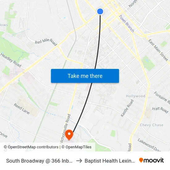 South Broadway @ 366 Inbound to Baptist Health Lexington map