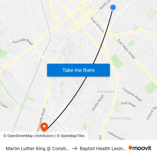 Martin Luther King @ Constitution to Baptist Health Lexington map