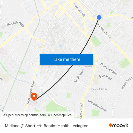 Midland @ Short to Baptist Health Lexington map