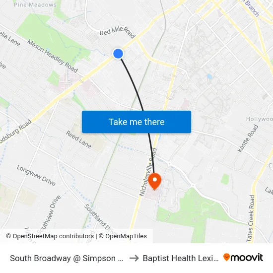 South Broadway @ Simpson Inbound to Baptist Health Lexington map