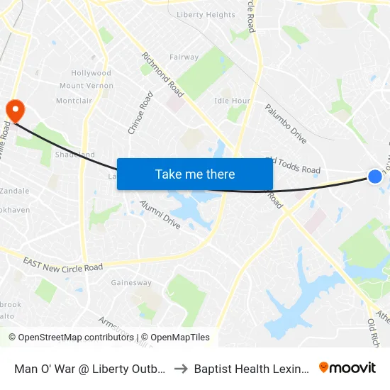 Man O' War @ Liberty Outbound to Baptist Health Lexington map