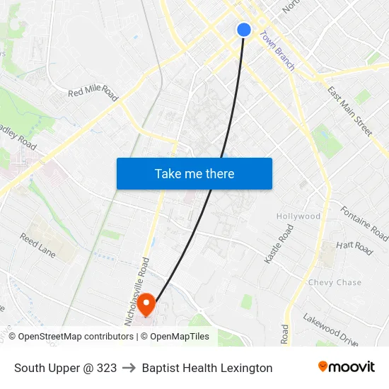 South Upper @ 323 to Baptist Health Lexington map