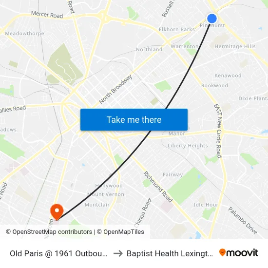 Old Paris @ 1961 Outbound to Baptist Health Lexington map