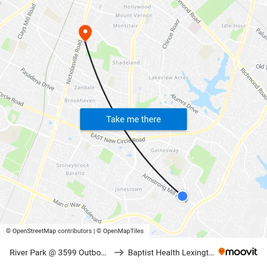 River Park @ 3599 Outbound to Baptist Health Lexington map