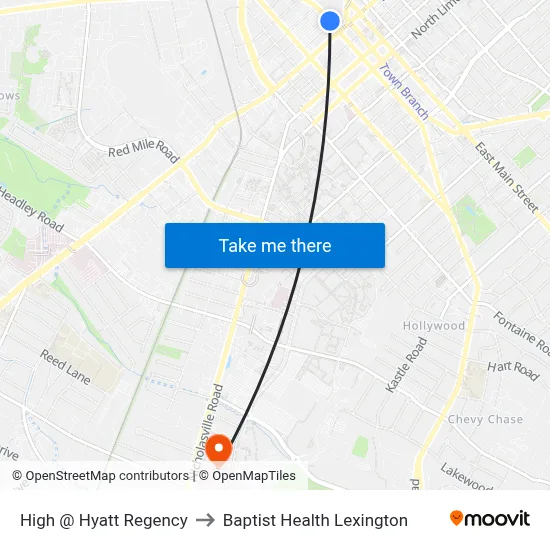 High @ Hyatt Regency to Baptist Health Lexington map