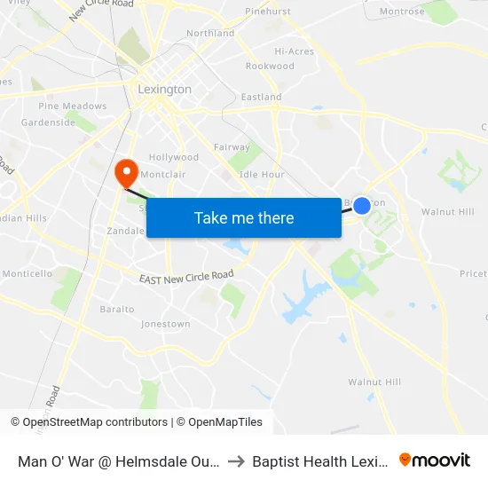 Man O' War @ Helmsdale Outbound to Baptist Health Lexington map